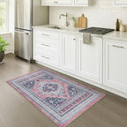 Fame Rugs Turkish Rug. Washable Vintage Oriental Antique Inspired Traditional Doormat Small Modern Area Rugs Luxury Entryway Entry Bedroom Bathroom Kitchen (399TN, 2'5 x 5')