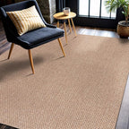 CAMILSON Easy Jute Rug 4x6, Indoor Outdoor Natural Color Farmhouse Area Rugs for Living Room Patio and Kitchen Rug, Solid Boho Woven Design, Easy-Cleaning, Washable Outside Carpet Alfombras (4 x 6)