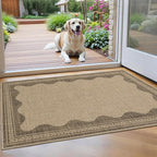 Scalloped Easy Jute Entryway Rug 2x3 Indoor Outdoor Front Door Mat Washable Non Slip Farmhouse Neutral Low Pile Small Rug for Entryway Proch Kitchen