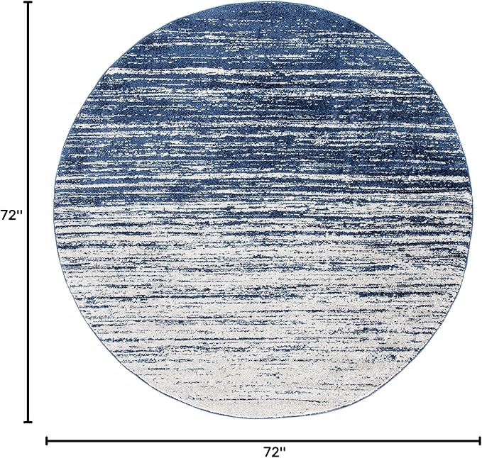 SAFAVIEH Adirondack Collection Area Rug - 6' Round, Navy & Ivory, Modern Ombre Design, Non Shedding & Easy to Clean, Ideal for Living Room, Bedroom, Office, Dining Space (ADR113N)
