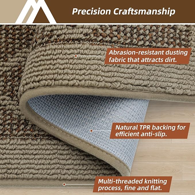 COSY HOMEER Non-Slip Door Mat 20"x32", Entryway Rugs Low Profile Absorbent Dirt Trapper Doormat for Front Entrance, Washable Polypropylene Entry Mat (Beige)