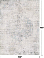 Modern Farmhouse Area Rug for Living Room - 10x14 Blue Gray Big Rug for Dining Room Table, Lightweight Foldable Low Pile Washable