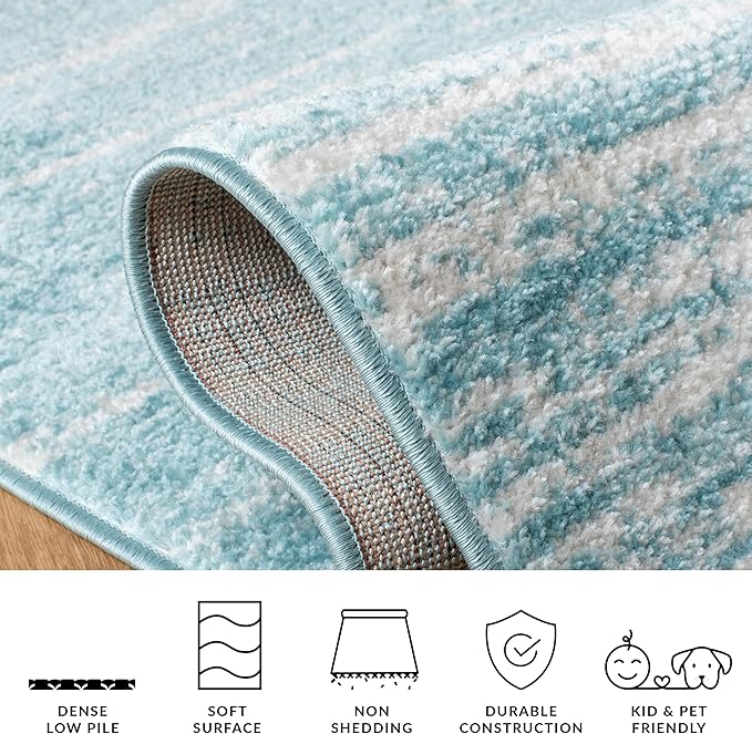 SAFAVIEH Adirondack Collection Area Rug - 4' Square, Aqua & Ivory, Modern Ombre Design, Non Shedding & Easy to Clean, Ideal for Living Room, Bedroom, Office, Dining Space (ADR113J)