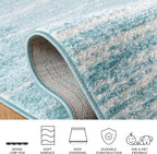 SAFAVIEH Adirondack Collection Area Rug - 5' Square, Aqua & Ivory, Modern Ombre Design, Non Shedding & Easy to Clean, Ideal for Living Room, Bedroom, Office, Dining Space (ADR113J)