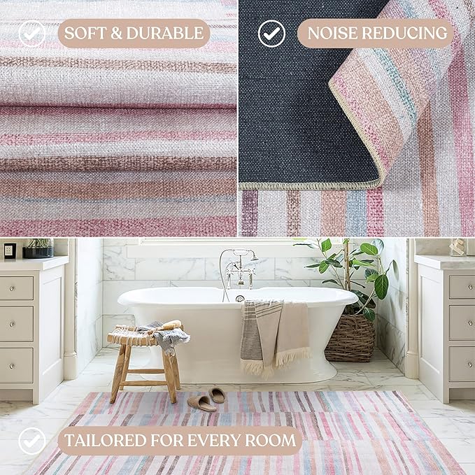 Fame Living Washable Area Rug. Modern Farmhouse. Vintage. Turkish. Bohemian. Distressed. Oriental. Traditional. Rugs for Living Room. Dining. Bedroom. Office. Entryway. Foyer. (865MM, 7'5" x 9'8")