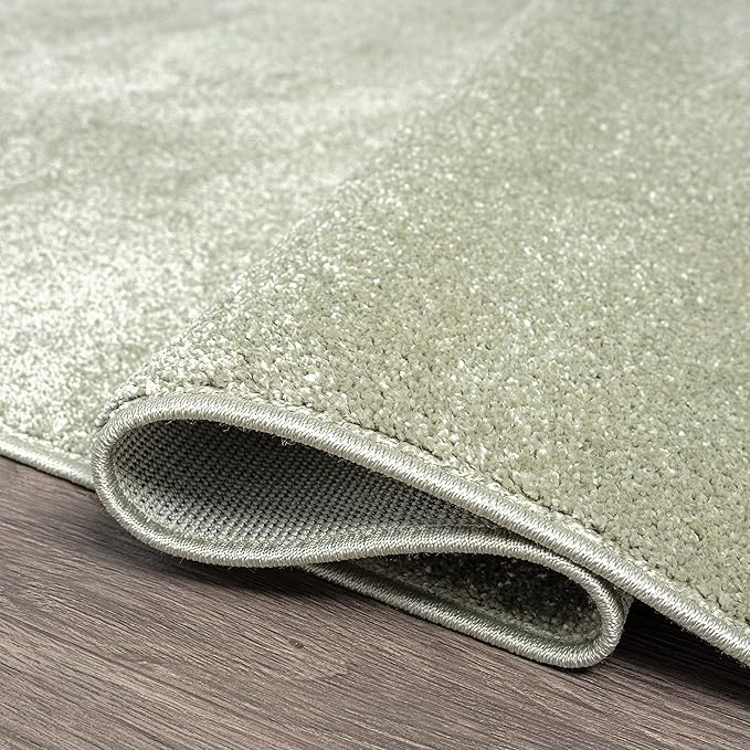 Eyely UES100O-210 Supersoft Haze Solid Low-Pile Indoor Runner Rug Casual;Contemporary;Solid;Traditional, Bedroom, Kitchen, Living Room, Easy-Cleaning, Non-Shedding, 2 X 10, Green
