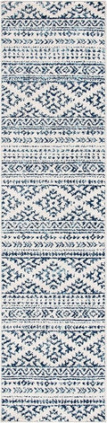 SAFAVIEH Tulum Collection Runner Rug - 2' x 21', Ivory & Navy, Moroccan Boho Tribal Design, Non-Shedding & Easy to Clean, Ideal for Living Room, Hallway, Foyer, Bedroom (TUL272D)
