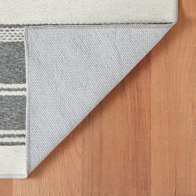 Dash & Albert Bowman Stripe Grey Machine Washable Rug, Runner-2.5 X 8 Feet, Grey Stripe Pattern