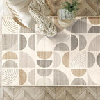 MUJOO Boho Rug Washable,3x5 Area Rugs for Bedroom Entryway Living Room Bedside,Small Throw Floor Carpet Non Slip Soft Indoor Modern Abstract Bohemian Neutral Beige