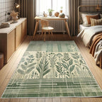 Ambesonne Leafy Design Decorative Rug, Boho Silhouettes of Jungle Leaves Grungy Stripes on Creamy Back, Quality Carpet for Bedroom Dorm and Living Room, 2' 2" x 3' 7", Laurel Green Champagne