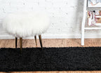Unique Loom Solid Shag Collection Area Rug (2' 6" x 10' Runner, Jet Black)