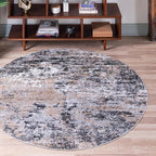 Rugs.com Leipzig Collection Rug – 4 Ft Round Beige Low-Pile Rug Perfect for Kitchens, Dining Rooms