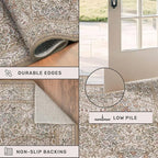 Dining Room Rugs for Under Table - 6x8 Washable Moss Green Area Rug for Living Room, Low Pile Non-Slip Floor Carpet for Bedroom - Vintage Olive Taupe Design & Stain Resistance