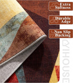 YIHOUSE Brown Rustic Area Rugs 3x5,Geometric Burnt Orange Area Rug Non Slip,Farmhouse Rugs Washable,Burgundy Carpets for Bedroom, Boho Rug for Kitchen,Dining Room