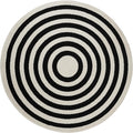 Abani Contemporary Blue & Ivory 6' Round Area Rug, Contrasting Geometric Modern Stripe Symmetrical Living Room Carpet Rugs