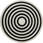 Abani Contemporary Blue & Ivory 6' Round Area Rug, Contrasting Geometric Modern Stripe Symmetrical Living Room Carpet Rugs
