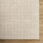 Livabliss x Our PNW Home Cascade Minimalist Grid Area Rug, 6'7" x 9', Light Beige