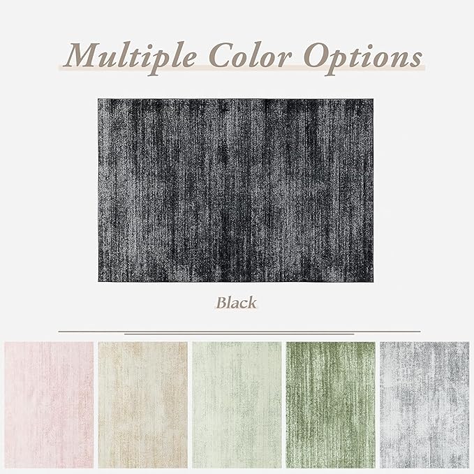 Black and White Rug for Living Room,Washable Abstract Modern Boho Dark 5x7 Area Rugs for Office