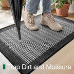 LUMI Inside Door Mat for Entry 32"x47", Absorbent, Dirt Trapper, Low Profile Thin, Non Slip Mats with Rubber Backing, Ideal for Indoor, High Traffic, Garage, Entrance, Classic Black