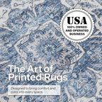 ReaLife Rugs Machine Washable Area Rug Runner - Living Room Bedroom Bathroom Kitchen Entryway Office - Padded Low Pile Stain Resistant Premium - Boho Farmhouse Vintage - Joy - Blue Ivory 2'6" x 8'