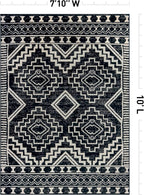 Rugshop Southwestern Black and White Tribal Area Rug – Geometric Diamond Pattern Carpet for Living Room, Bedroom, or Entryway – Boho Rustic Soft Floor Decor 7' 10" x 10' Black