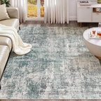 6x9 Area Rug Living Room Rugs - Washable Neutral Modern Abstract Soft Thin Large Rug Indoor Floor No Slip Rug Carpet for Bedroom Under Dining Table Home Office Decor - Green/Grey