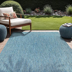 Beverly Rug Indoor Outdoor Rug 8x10, Washable Outside Carpet for Patio, Deck, Porch, Solid Modern Area Rug, Water Resistant, Aqua Blue
