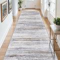 4x10 Wide Washable Runner Rug: Easy-to-Clean Runners for Hallway Entryway Kitchen Bedroom Living Room - Stain and Water Resistant Rugs with Non-Slip Backing - Soft Low-Pile Carpet Beige Grey
