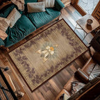 Vintage Pine Cone Area Rug 5x6ft Rustic Lodge Wooded Pine Cone Area Rug Wood Grain Star Leaf Distressed Indoor Non-Slip Washable Carpet for Dormitory Study Room Fireplace Office