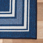 Beverly Rug Non Slip Area Rugs 2x7 Modern Bordered Non Skid Rubber Backing Soft Runner Rug for Living Dining Room Easy to Clean Non Shedding Kitchen Bedroom Indoor Carpet 2 x 7 Navy