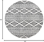 SAFAVIEH Tulum Collection Area Rug - 6'7" Round, Ivory & Black, Moroccan Boho Tribal Design, Non-Shedding & Easy to Clean, Ideal for Living Room, Bedroom, Dining Space (TUL272B)