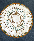 Sn Alef Home Round Designer Rug for Living Room | Handcrafted Black & White Boho Floor Carpet | Modern Ethnic Circular Mat for Home Décor & Meditation Space (White_10x10)