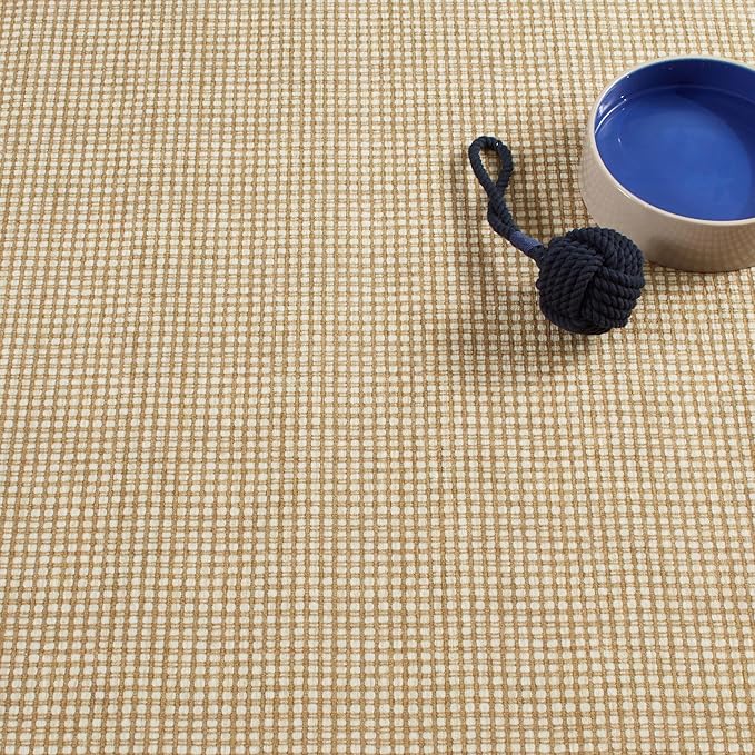 Dash & Albert Hartley Natural Machine Washable Rug, 5 X 8 Feet, Natural Plaid Pattern
