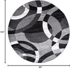 Rugshop Contemporary Abstract Circles Perfect for high Traffic Areas of Your Living Room,Bedroom,Home Office,Kitchen Area Rug 6'6" Gray (6' 6" Diameter)