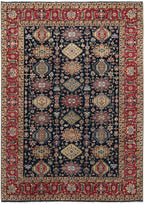 Carbon Black with Turkey Red Karjihooz Design with All Over Pattern Vegetable Dyes Pure Wool Soft Pile Hand Knotted Oriental Rug (9'x12')