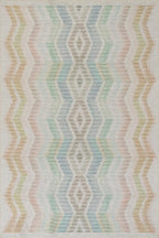 Dash & Albert Zarek Multi Machine Washable Rug, 9.5 X 13.5 Feet, Multicolored/White Chevron Pattern