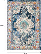 SAFAVIEH Monaco Collection Area Rug - 5'1" x 7'7", Navy & Light Blue, Boho Chic Medallion Distressed Design, Non-Shedding & Easy Care, Ideal for High Traffic Areas in Living Room, Bedroom (MNC243N)