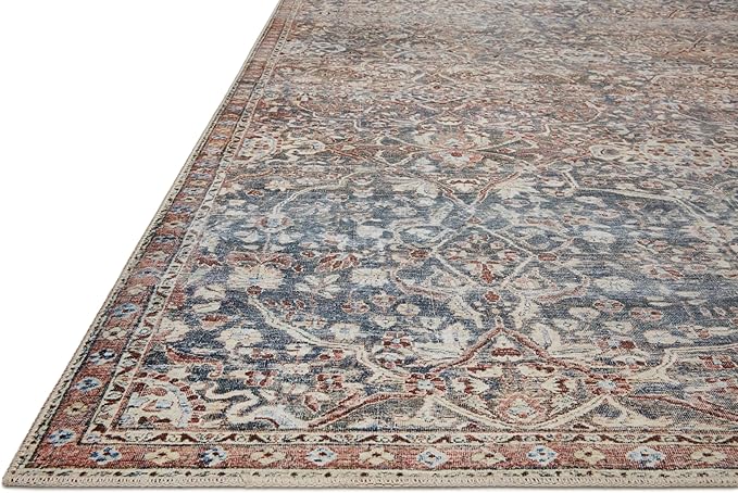 Loloi Chris Loves Julia Jules Collection JUL-06 Denim/Spice 9'-6" x 14', .13" Pile Height, Area Rug