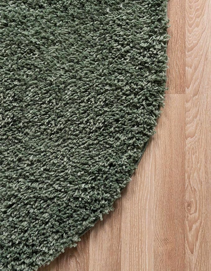 Unique Loom Davos Shag Collection Area Rug - Solid (3' 3" x 5' 3" Oval, Sage)