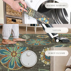 Maples Rugs Reggie Floral Runner Rug - Made in USA - Washable, Non Slip Indoor Carpet for Kitchen, Hallway, and Laundry Room, 2' x 7', Dark Grey