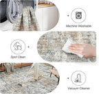 Abstract Rug 8x10 Large Living Room Rugs Neutral Modern Washable Area Rugs for Bedroom Dining Room Non-Slip Stain Resistant Foldable Thin Rug Orange Grey
