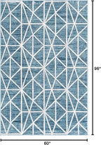 Rugs.com Lattice Trellis Collection Rug – 5' x 8' Blue Low-Pile Rug Perfect for Living Rooms, Large Dining Rooms, Open Floorplans
