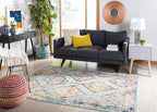 SAFAVIEH Madison Collection Accent Rug - 4' x 6', Blue & Yellow, Boho Diamond Distressed Design, Non-Shedding & Easy Care, Ideal for High Traffic Areas in Entryway, Living Room, Bedroom (MAD418K)