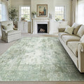 10x12 Washable Area Rug Sage Green Abstract Living Room Bedroom Carpet Neutral Modern Non-Slip Soft Low Pile Lightweight Vacuumable Large Throw Rug for Dining Room
