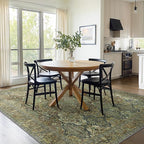 Bavni Area Rug 3X5, Aesthetic Rugs for Living Room, Non Shedding Non Slip Machine Washable Carpet for Office Dorm, Floral Vintage Chenille Rugs for Bedroom, Sage Green