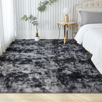 Andency 8x10 Area Rugs for Living Room, Upgrade Non-Slip Fluffy Soft Large Shag Bedroom Carpet, Tie-Dyed Dark Grey Big Indoor Thick Nursery Rug for Kids Dorm Home Decor Aesthetic