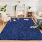 Andency 8x10 Area Rugs for Living Room, Navy Non-Slip Fluffy Soft Large Shag Bedroom Carpet, Big Indoor Thick Nursery Rug for Kids Dorm Home Decor Aesthetic