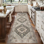 Tangsoo 3x8 Runner Rug for Hallway Long Washable Hallway Runner Rugs, Non Slip Vintage Soft Low Pile Rug Runner, Indoor 8ft Carpet Runners for Kitchen Bedroom Entryway Living Room Grey