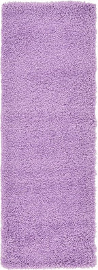 Unique Loom Solid Shag Collection Area Rug (2' x 6' 5" Runner, Lilac)