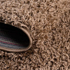 Unique Loom Solid Shag Collection Area Rug (4' 1" Round, Sandy Brown)